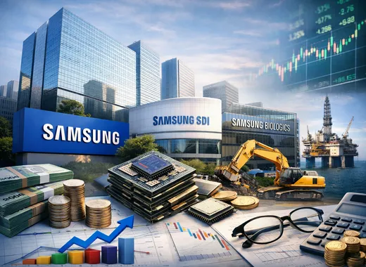 KODEX 삼성그룹 ETF를 나타내는 삼성 계열 대표 산업과 투자 흐름 이미지