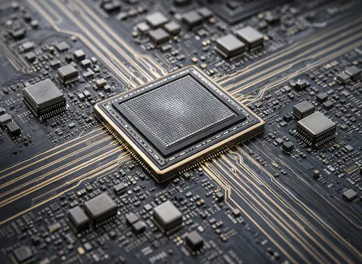 TIGER 반도체TOP10 구성과 흐름을 보여주는 반도체 칩 이미지