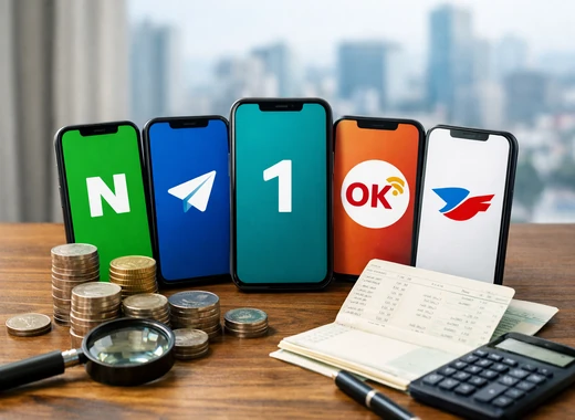 파킹통장 비교를 위해 네이버 토스 하나은행 OK저축은행 우체국 앱 화면과 동전, 계산기를 함께 담은 이미지